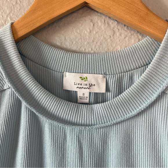 NWT Live in the Moment Baby Blue Ribbed Sleeveless Tank Top Women's Size Small - Picture 2 of 6